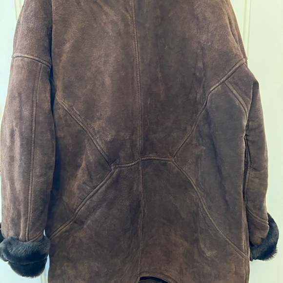 Greg Bell Brown Suede Leather jacket coat faux fur lined women’s size Large - Picture 2 of 7